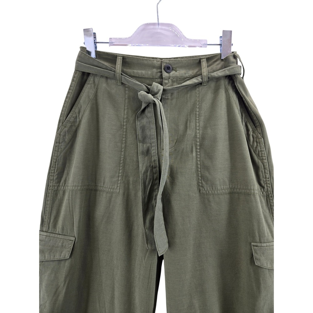 Madewell Griff Superwide Leg Cargo Pants Olive Green Size 29 High Rise Belted - Picture 3 of 11